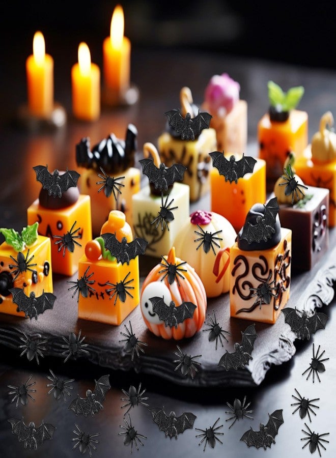 Junware Halloween Miniatures, 200 Pcs Plastic Bats and Fake Spiders for Home Decorations Creepy Scary Prank Mini Halloween Figurines - Image 5